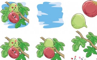 矢量梦幻手绘无花果素材图片