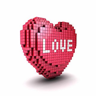 正方体组成的像素化心创意高清图片
