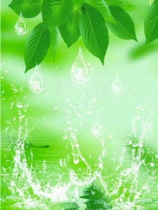 绿色底图 水花 水滴图片