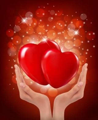 双手捧着的爱心 情人节背景图片